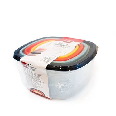 CoK Set 5 Caserole Patrate Plastic cu Capac Colorat