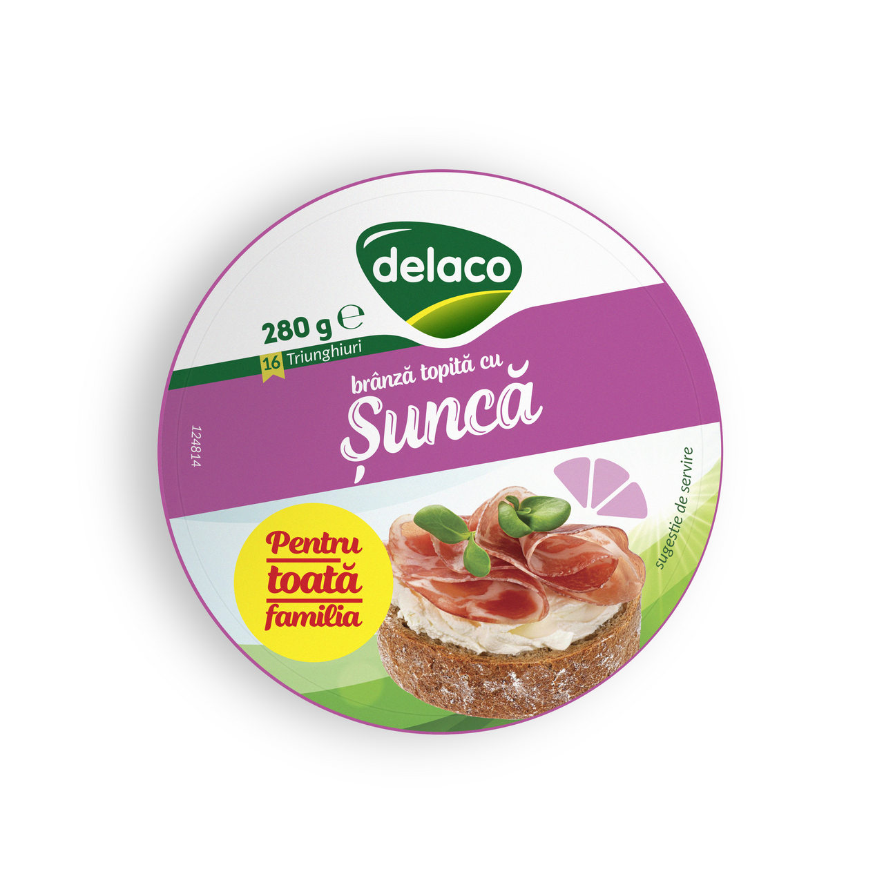 delaco Branza Topita Triunghi cu Sunca 280 g