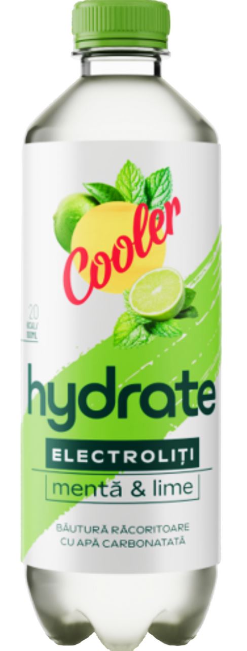 Cooler Hydrate Mentă & Lime Apă cu Vitamine 0,5 L, 12 buc.