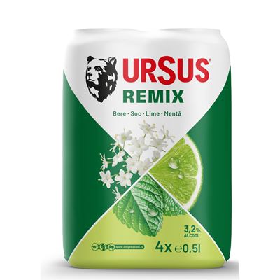 URSUS Remix Fructe Soc si Menta 3,2% SGR 4 x 0,5 L
