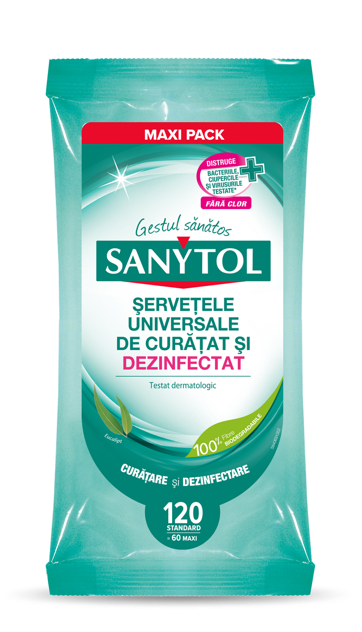 SANYTOL 120 Servetele Universale Curatare si Dezinfectare Multisuprafete