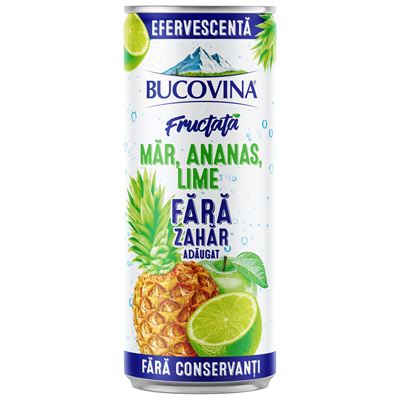 BUCOVINA Fructata Carbogazoasa Mar Ananas & Lime Doza SGR 12 x 0,33 L