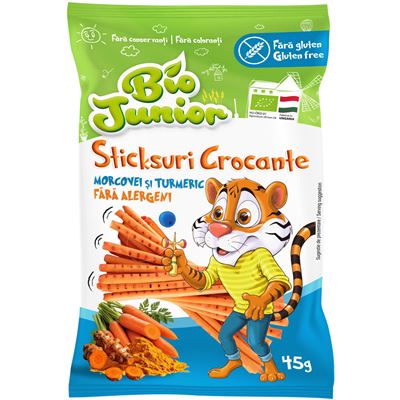 BIO JUNIOR Sticksuri cu Morcovi și Turmeric 45 g