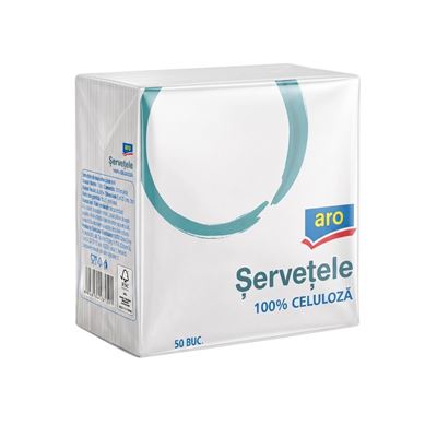 aro 50 Servetele Albe 1 Strat 25 x 25 cm 4 bucati