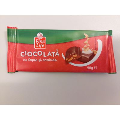Fine Life Ciocolata cu Lapte si Arahide 90 g