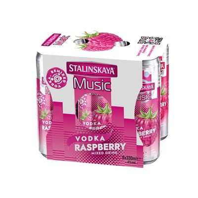 STALINSKAYA Music Cocktail Vodka Raspberry 4% SGR 6 x 0,33 L
