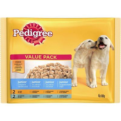 Pedigree Hrana Umeda Caini Junior Mix in Sos 4 x 100 g