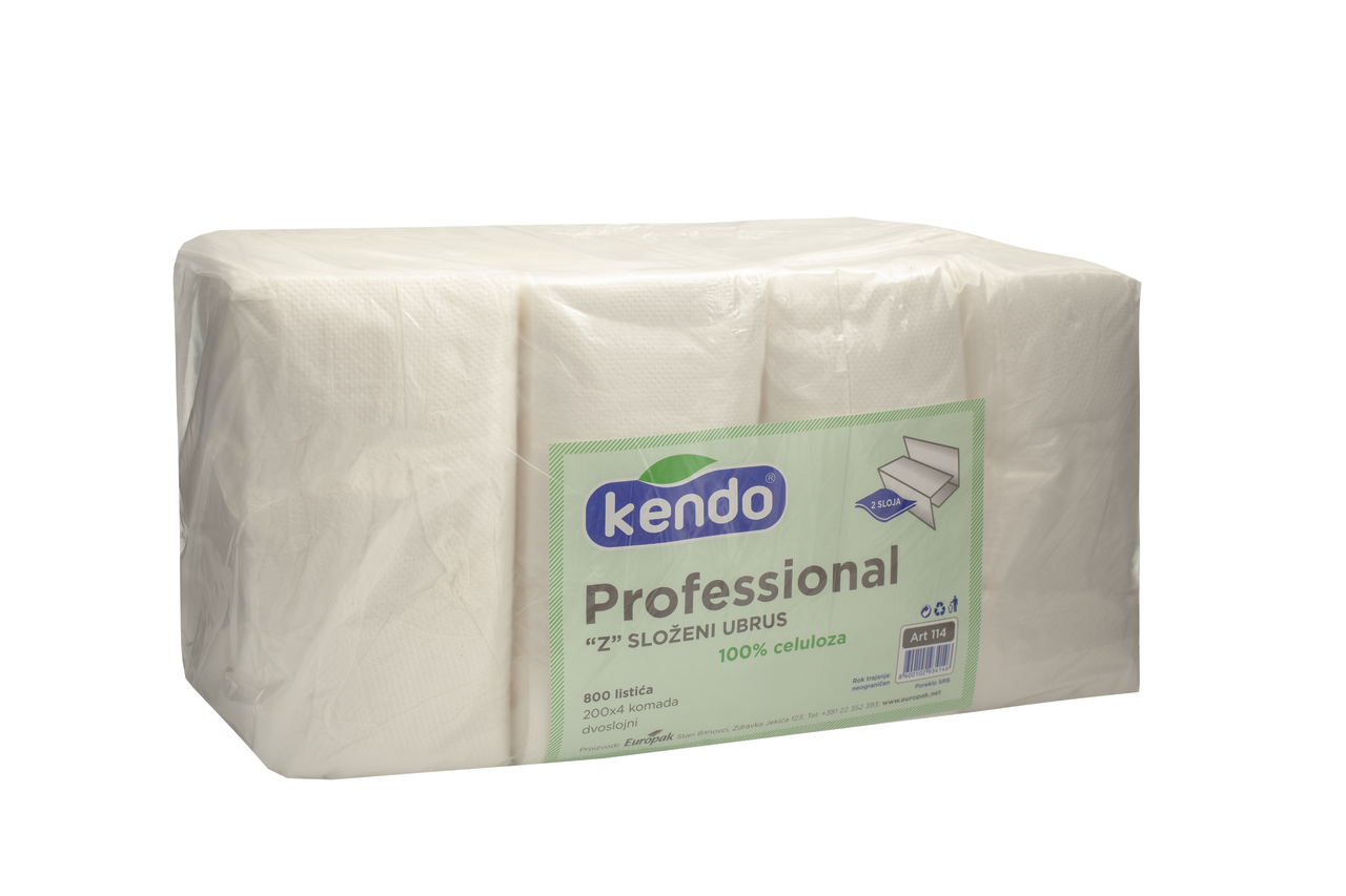 Tino Professional Toaletni papir složivi dvoslojni 200 listova X 8 kom, 1600 listića