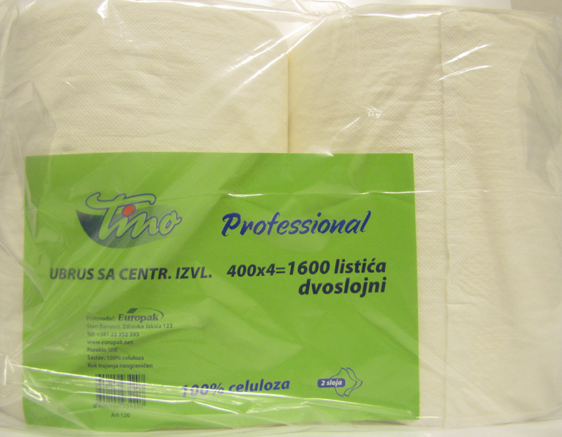 Tino Professional Ubrusi dvoslojni 400 list X 4 komada u pakovanju