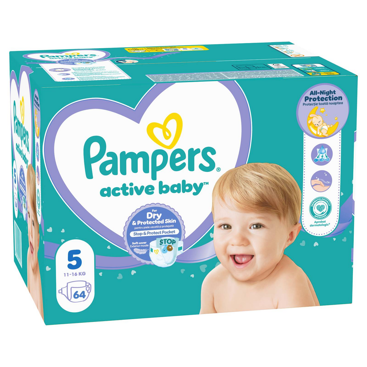 Pampers Pelene active baby 5 junior, 11-16 kg, 64/1 giant pack