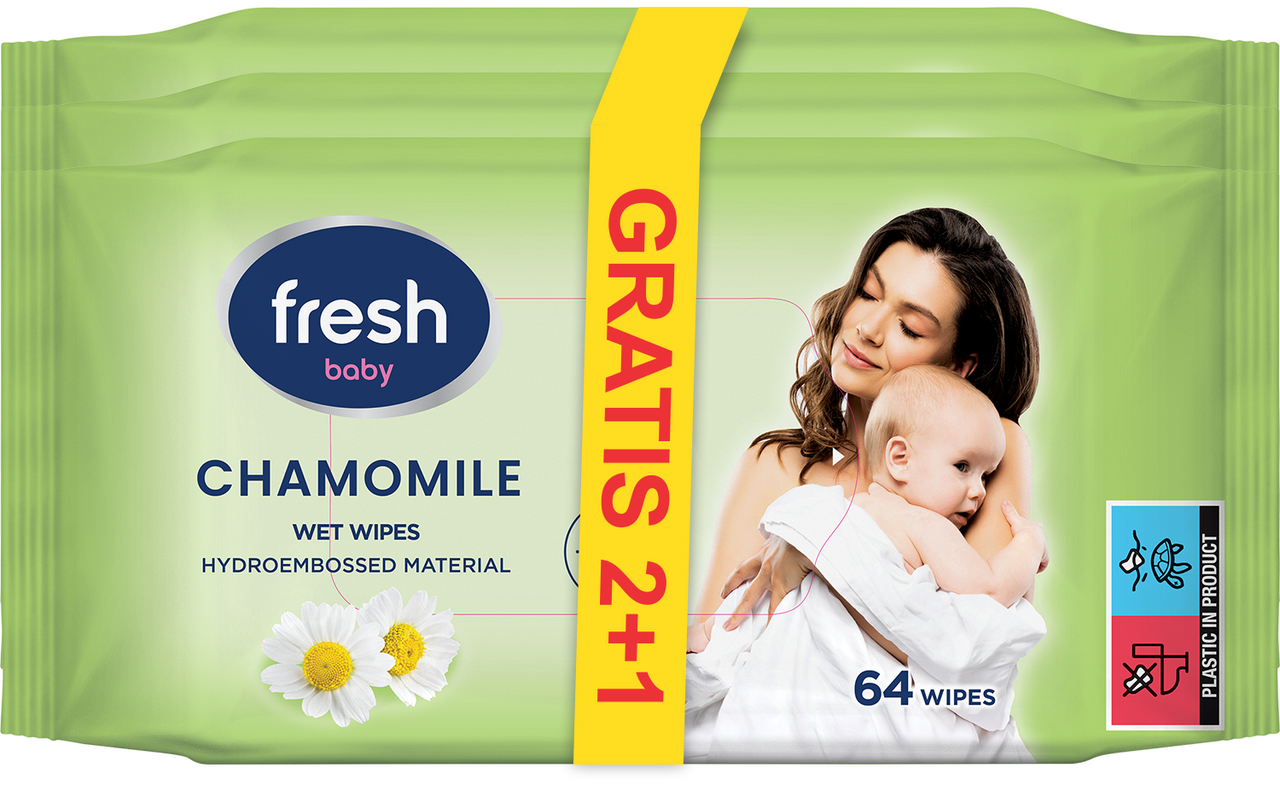 Fresh Vlažne maramice baby 2+1 gratis 64/1