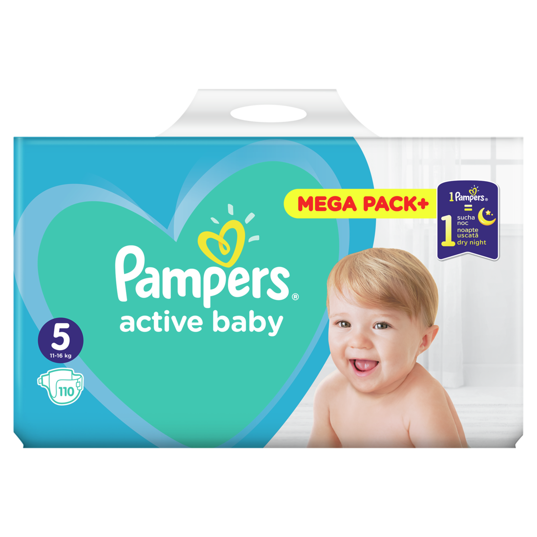 Pampers Pelene active baby 5 junior, 11-16 kg, 110/1 mega box