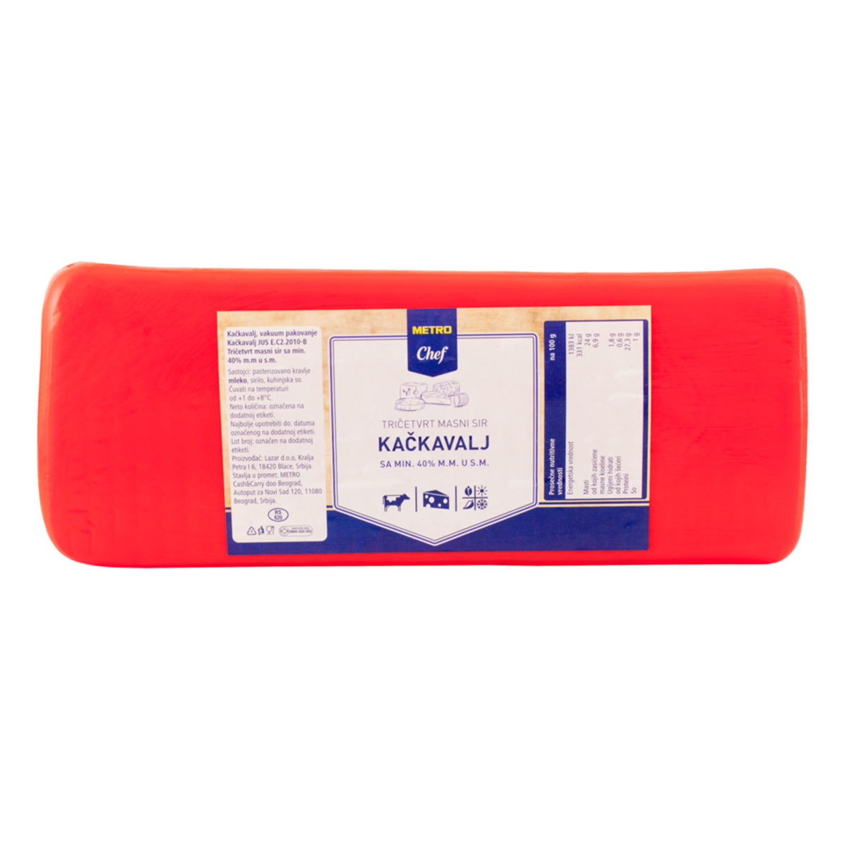 METRO Chef Sir kačkavalj 40%mm cca 2,2 kg