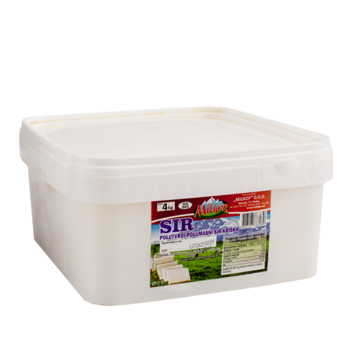 Milkop Zreli beli sir 25%mm 4 kg