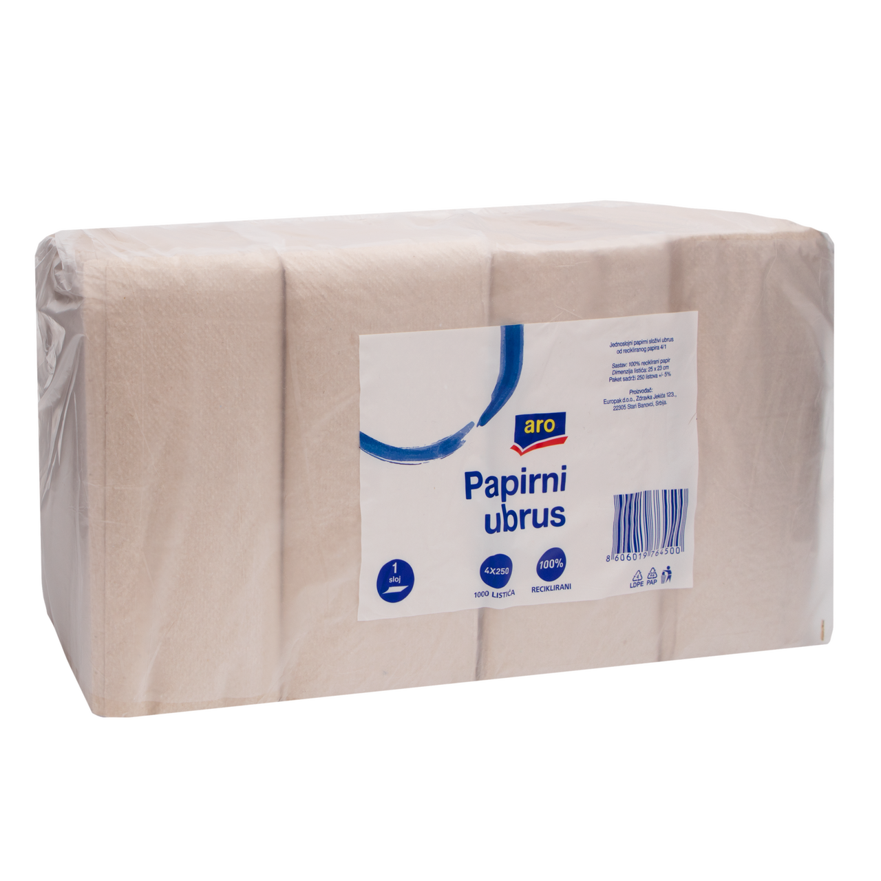 aro Papirni ubrus složivi reciklirani 1 sloj 4X250 lista 4/1