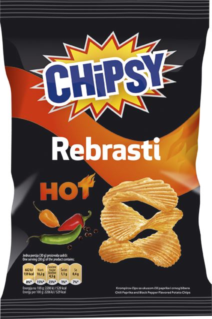 CHIPSY Čips rebrasti ekstra ljuti 140 g kesa