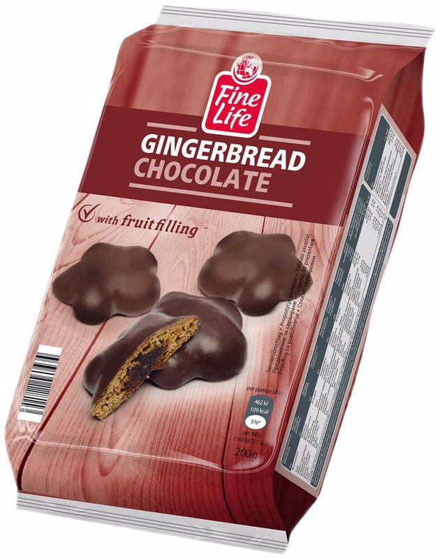 Fine Life Čokoladni medenjaci punjeni voćnim filom 200 g