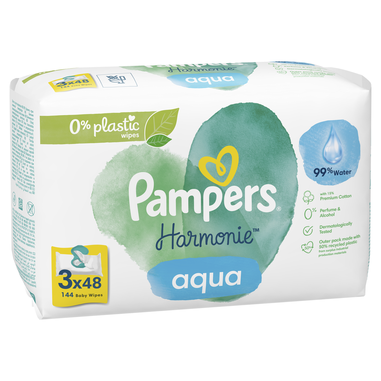 Pampers Vlažne maramice Harmonie Aqua 3 x 48 kom