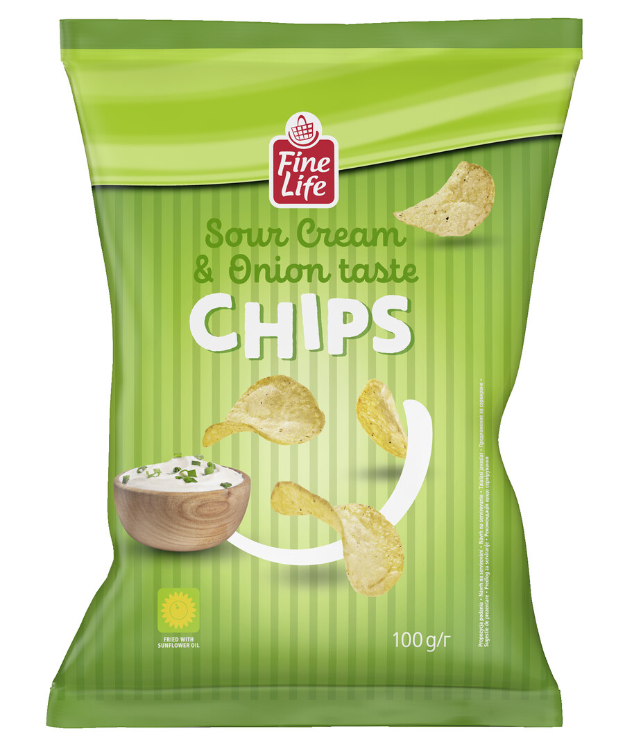 Fine Life Čips ukus pavlaka i luk 100 g