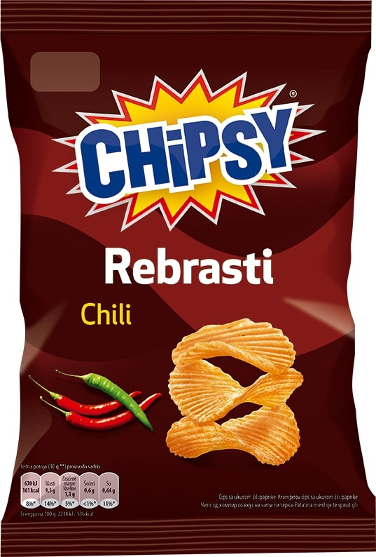 CHIPSY Čips rebrasti chili 95 g
