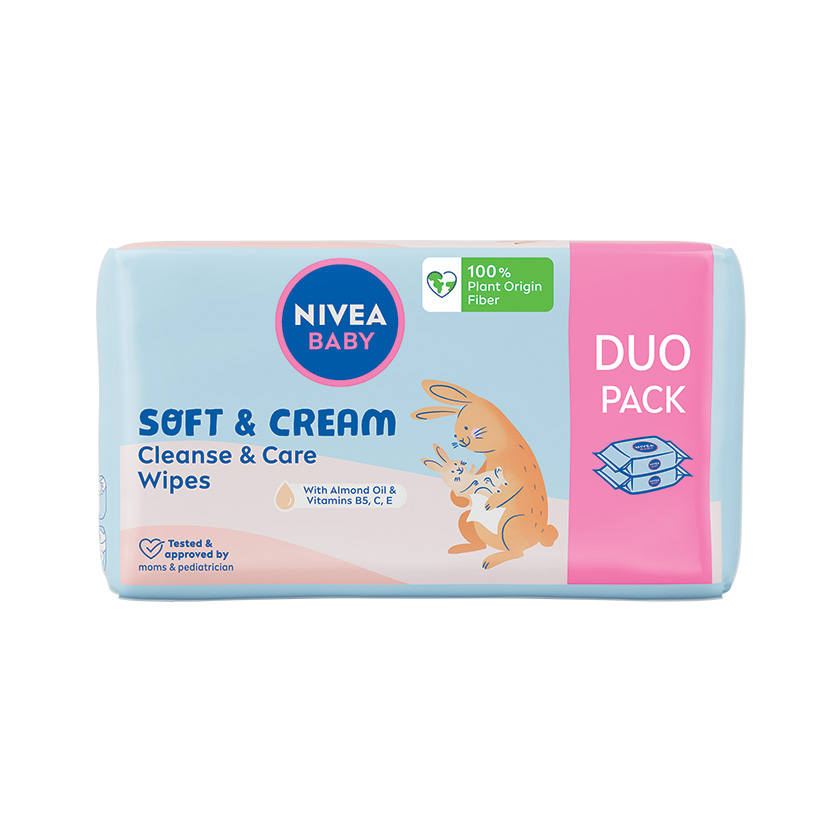 NIVEA BABY Vlažne maramice soft & cream 2 pakovanja x 57 komada