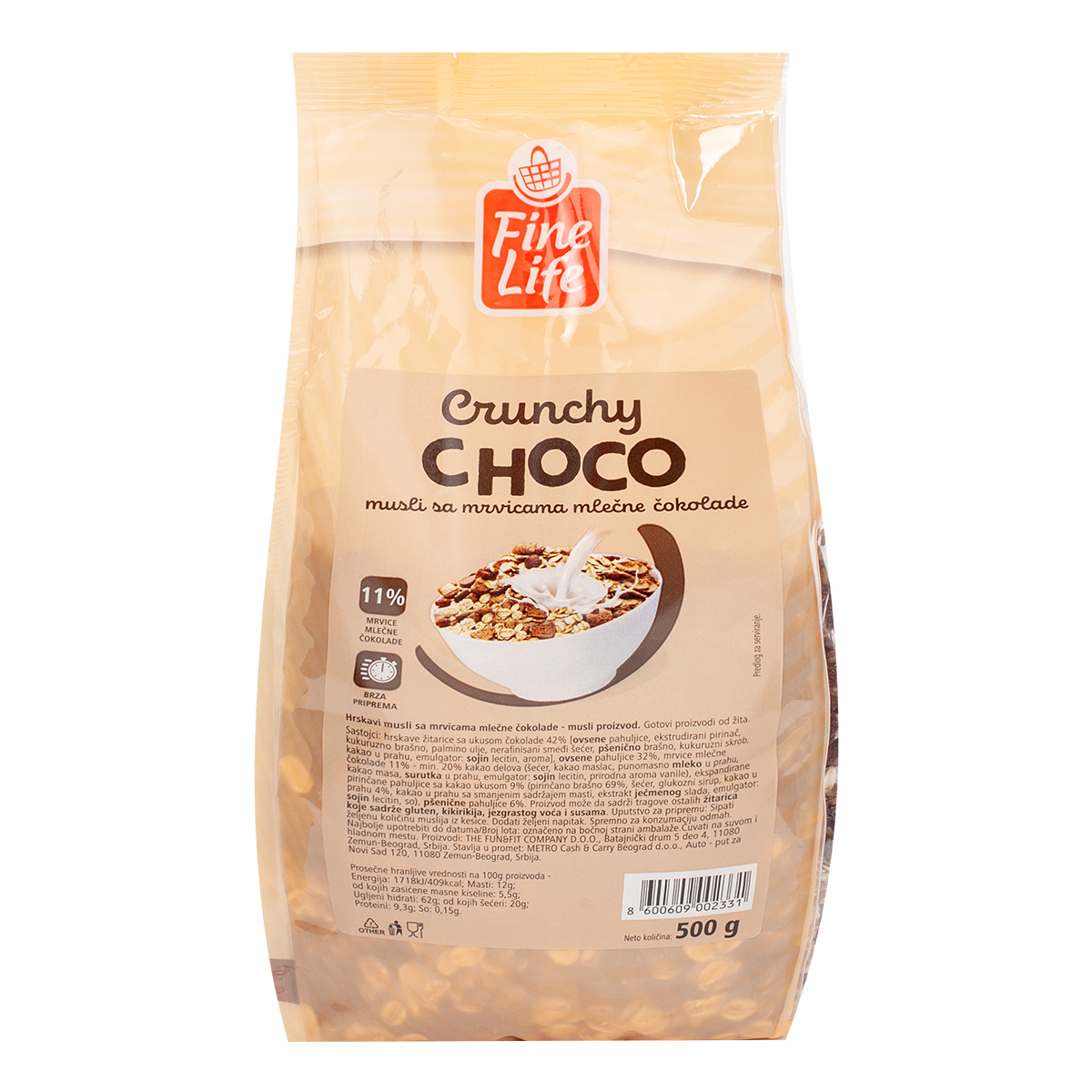 Fine Life Hrskavi musli čokolada 500 g