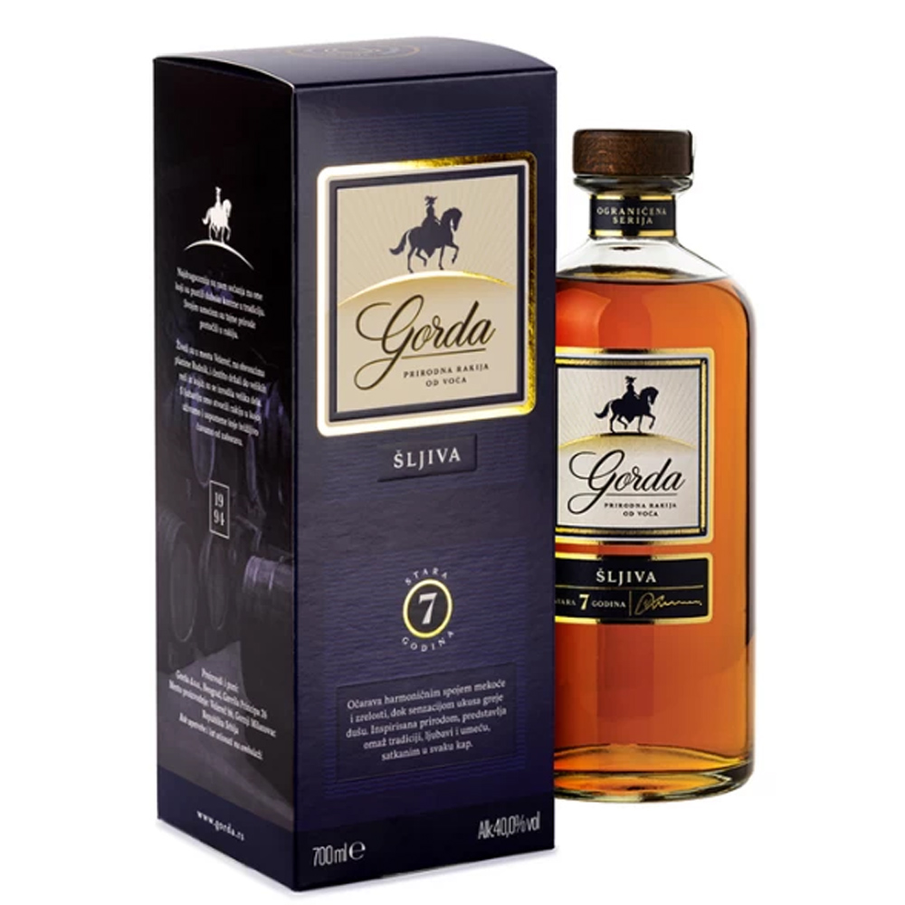 Gorda Rakija šljiva 40 % vol 7 godina stara lux 0,7 l