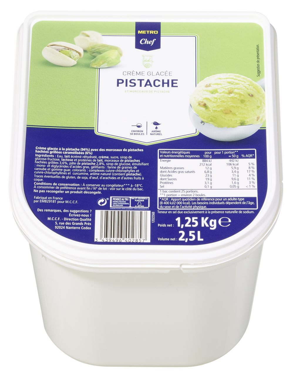 METRO Chef Sladoled pistaći 2,5 l