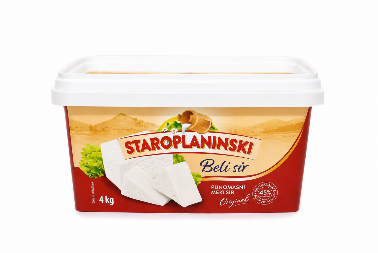 STAROPLANINSKI Sir beli punomasni 45% mm 4 kg, kantica