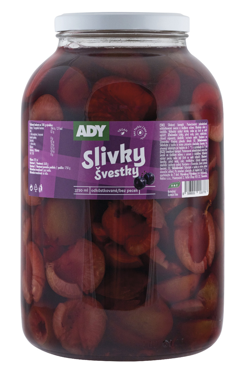 ADY Slivkový kompót odkôstkovaný 3,6 kg