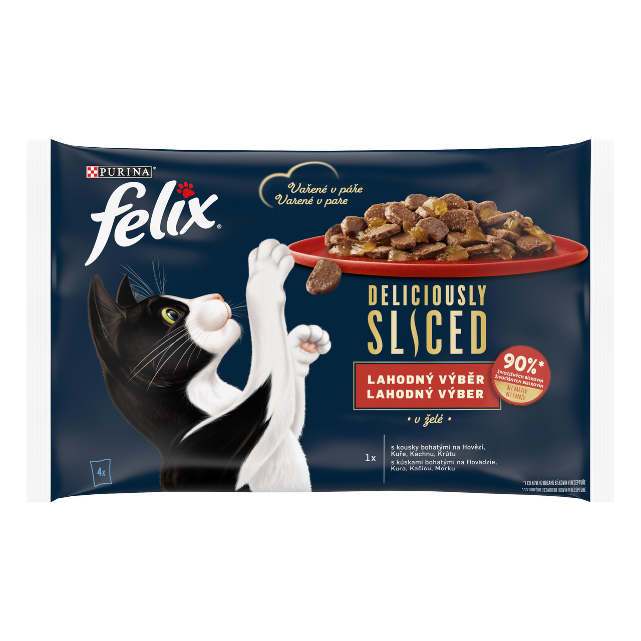 Felix Deliciously Sliced kapsičky pre mačky lahodný výber v želé 4 x 80 g
