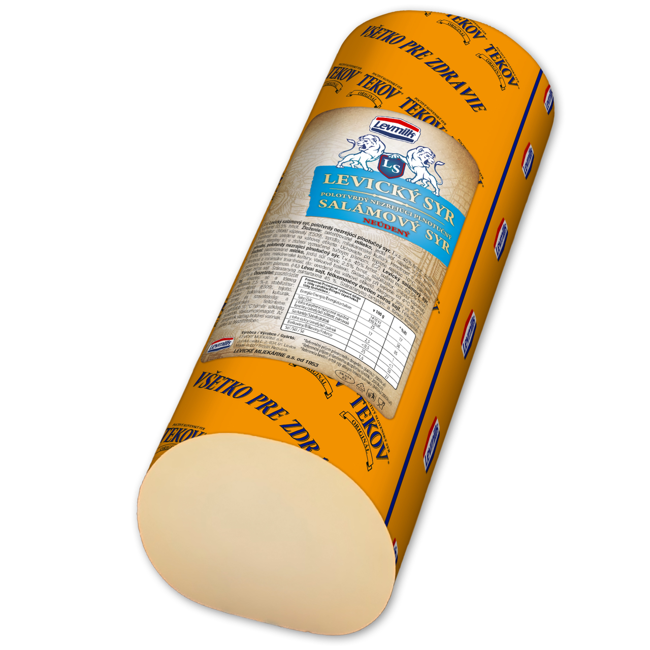 LEVMILK Levický neúdený salámový syr 45 % chlad. váž. cca 2,1 kg