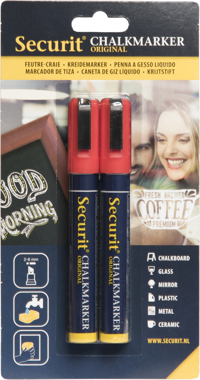 Securit Popisovač 2-6mm červený 2ks