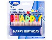 Sviečky na tortu Happy Birthday na paličke 6,5cm 13 ks