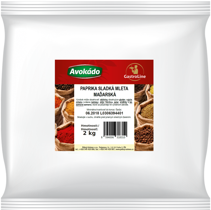 Avokádo Paprika maďarská sladká 2 kg vrecko