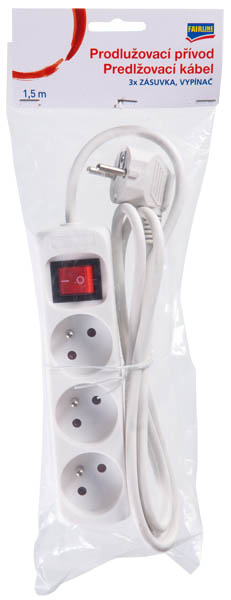 ECOLITE Predlžovací kábel 3 zásuvkový 1,5 m s vypínačom 1 ks