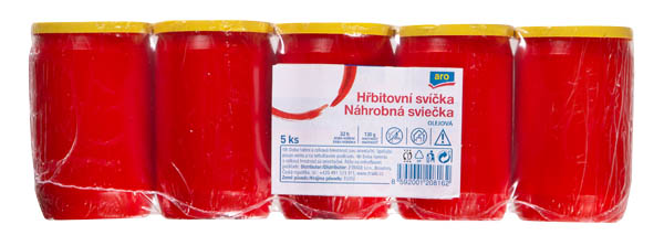aro Sviečka náhrobná olejová vklad červená 130 g 5 ks