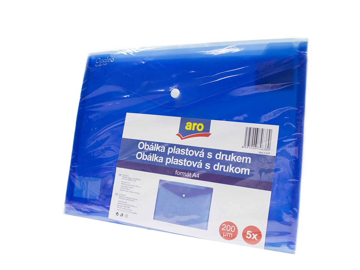aro Obálka plastová s drukom A4 polypropylén modrá 5 ks