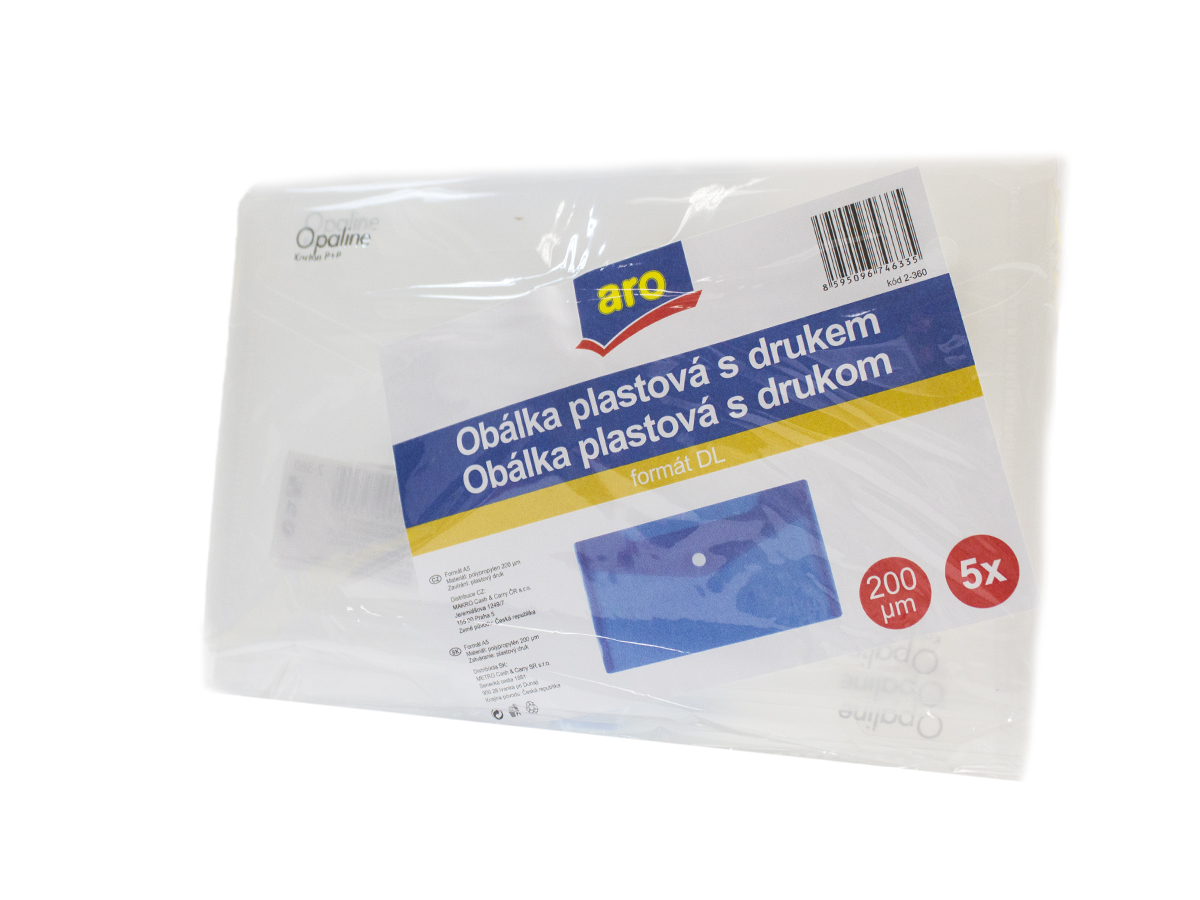 aro Obálka plastová s drukom DL polypropylén číra 5 ks