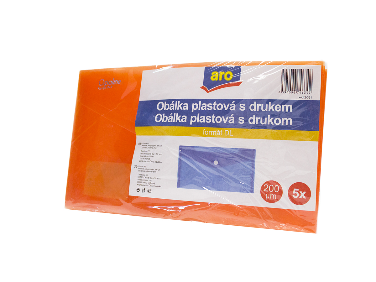 aro Obálka plastová s drukom DL polypropylén oranžová 5 ks