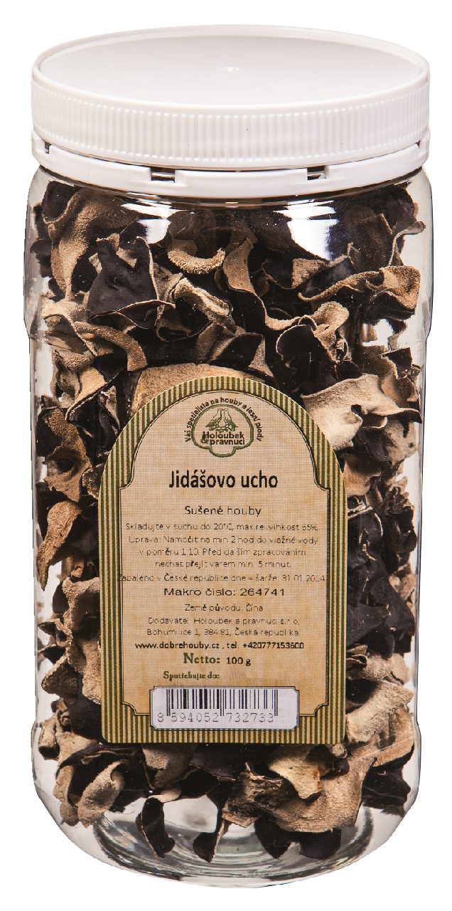 Judášove ucho sušené CN 100 g dóza