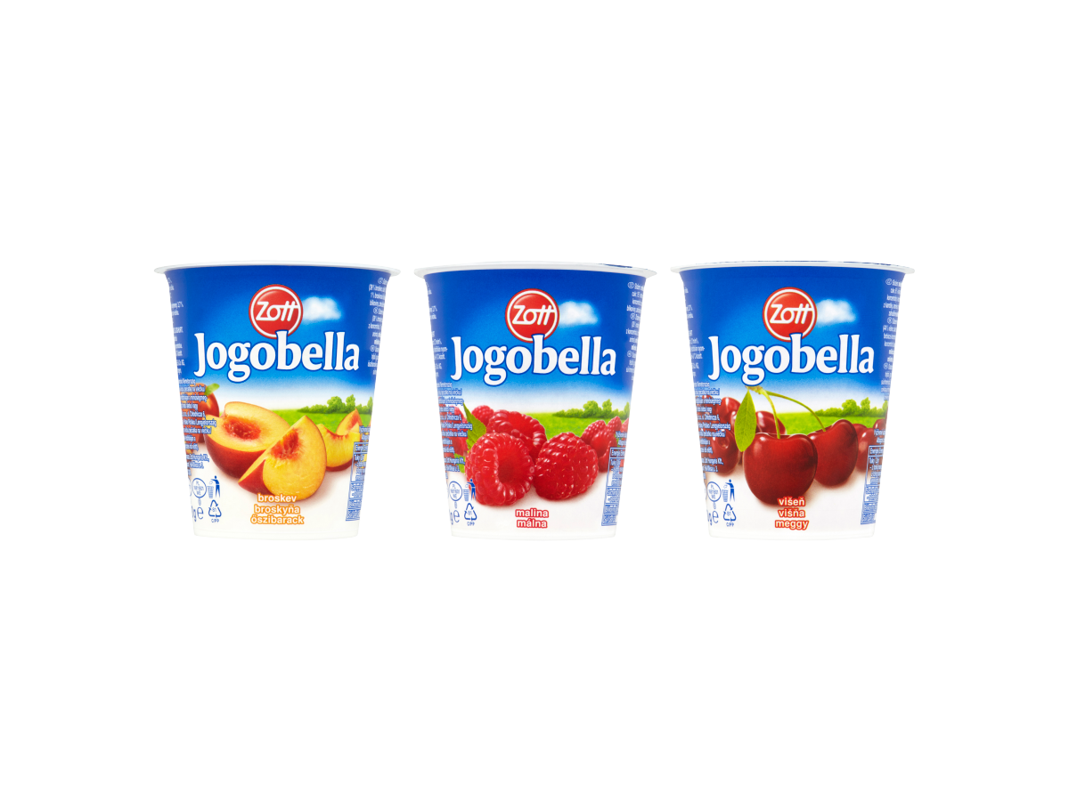 Zott Jogobella Jogurt Classic (broskyňa, višňa, malina) chlad. 20 x 150 g