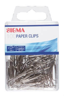 SIGMA Spony spisové 32 mm strieborné 100 ks