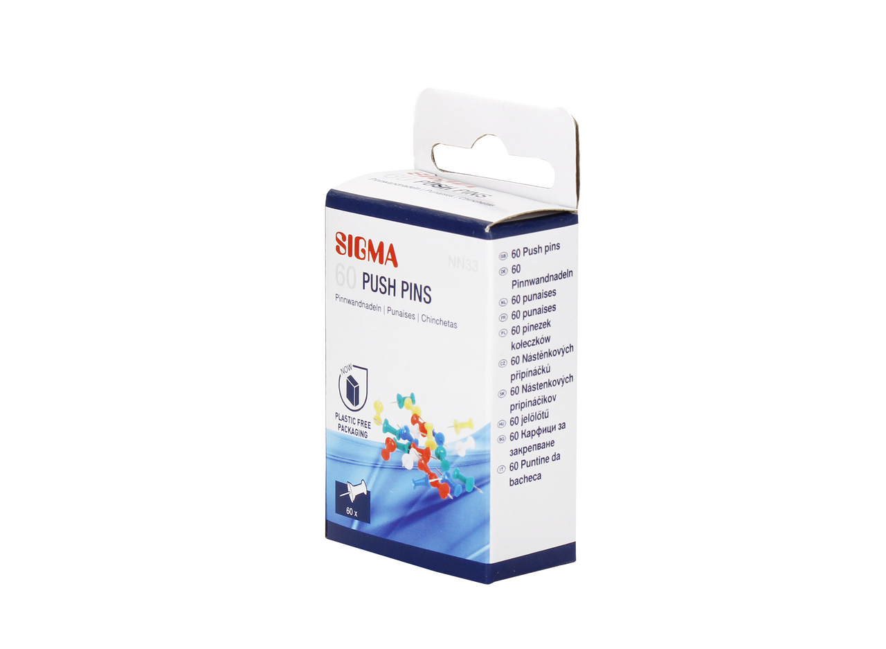 SIGMA Pripináčiky na korkovú tabuľu mix farieb 60 ks