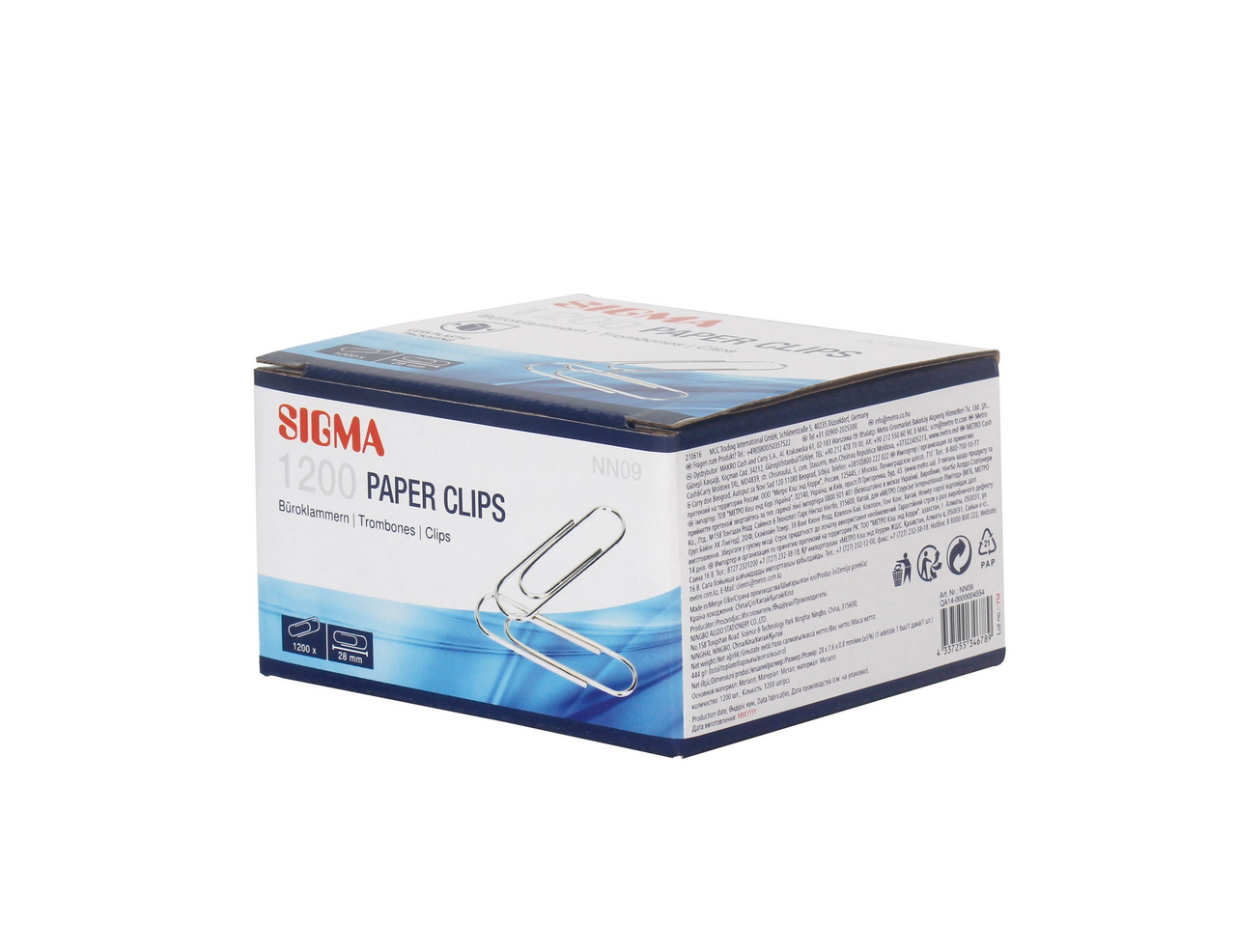 SIGMA Spony spisové 28 mm strieborné 1200 ks