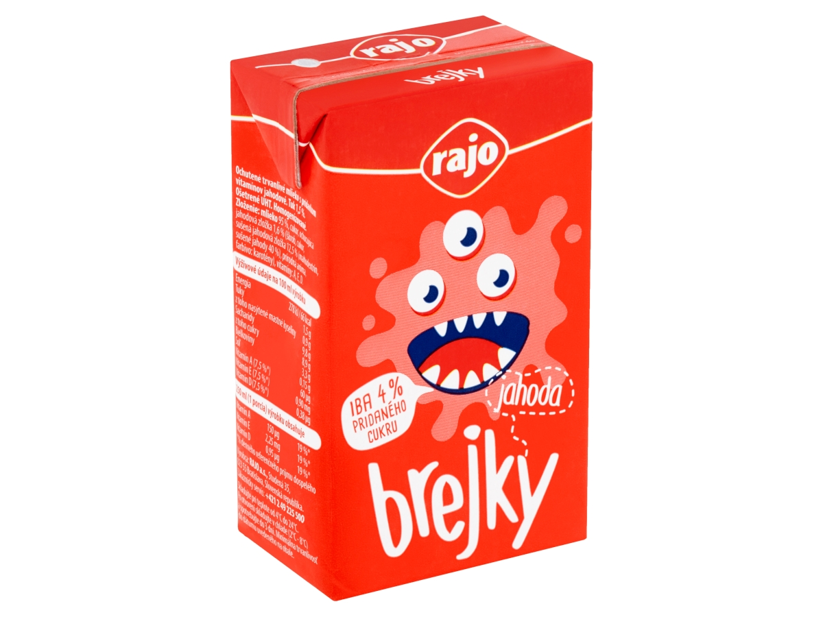 rajo Brejky Jahodové mlieko UHT chlad. 250 ml