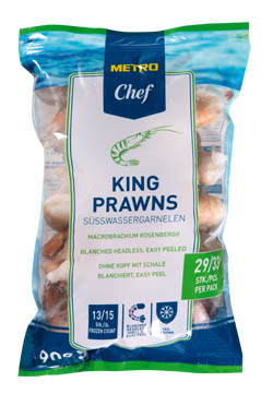 METRO Chef Krevety King Prawns blanšírované / nelúpané 13/15 mraz. 900 g