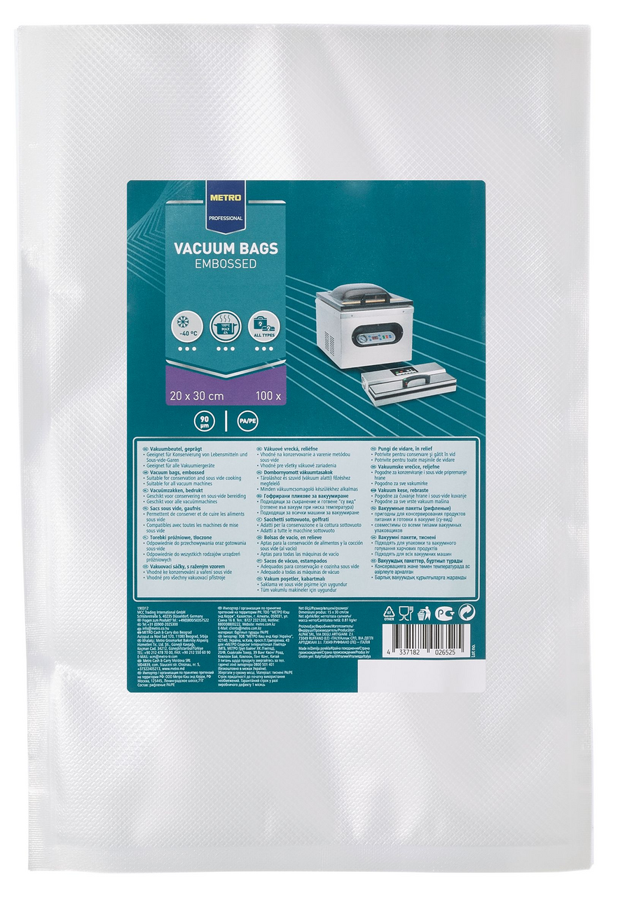 METRO PROFESSIONAL Vrecká vákuové vrúbkované 20 x 30 cm 100 ks
