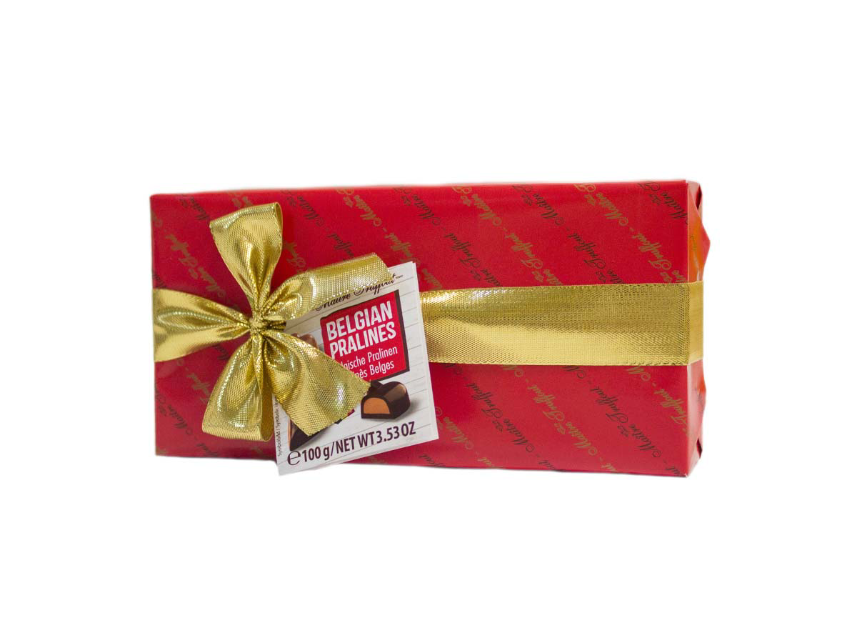 Belgické pralinky v červenom obale s mašlou 100 g