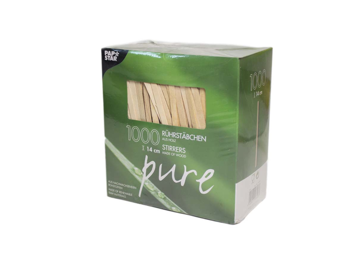 PAPSTAR pure Miešadlo drevené 14 cm 1000 ks